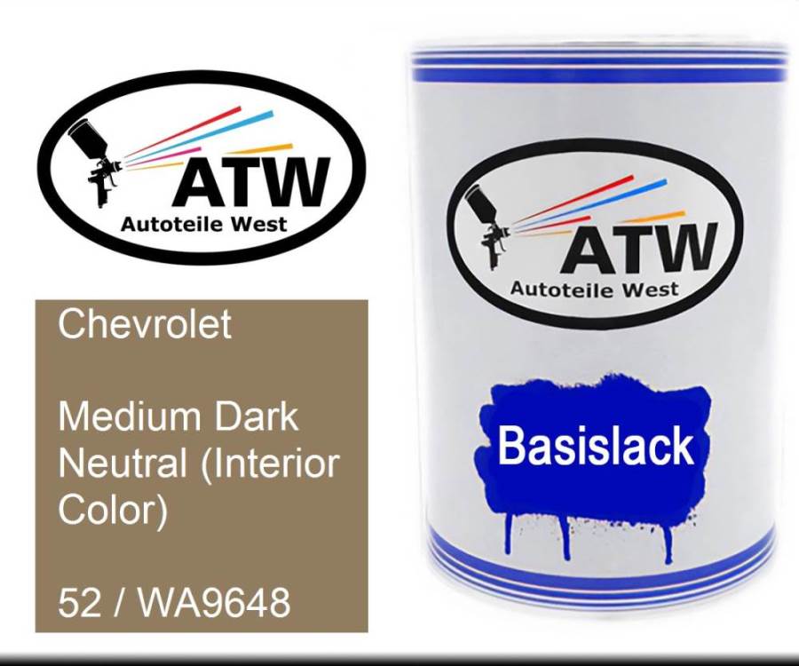Chevrolet, Medium Dark Neutral (Interior Color), 52 / WA9648: 500ml Lackdose, von ATW Autoteile West.